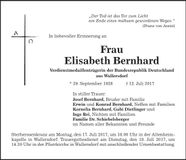 Traueranzeige Elisabeth Bernhard