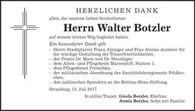 Traueranzeige Walter Botzler