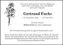 Traueranzeige Gertraud Fuchs