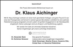 Traueranzeige Klaus Aichinger
