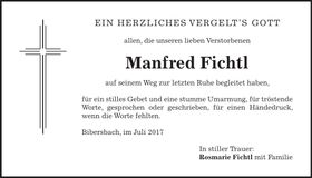 Traueranzeige Manfred Fichtl