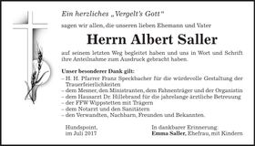 Traueranzeige Albert Saller