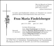 Traueranzeige Maria Findelsberger