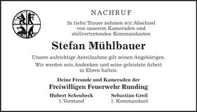 Traueranzeige Stefan Mühlbauer