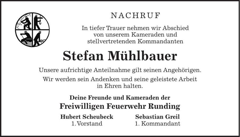 Traueranzeige Stefan Mühlbauer