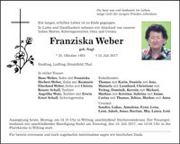 Traueranzeige Franziska Weber