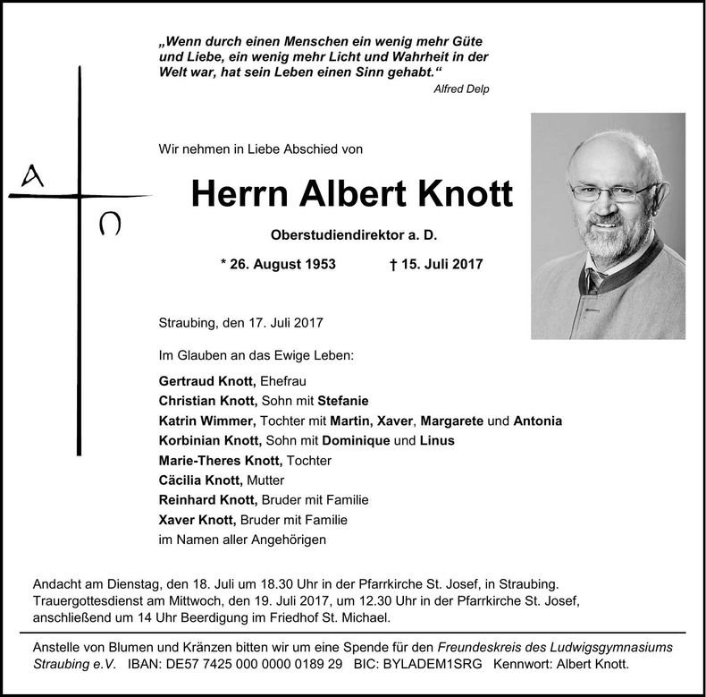 Traueranzeige Albert Knott