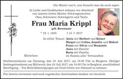 Traueranzeige Maria Krippl
