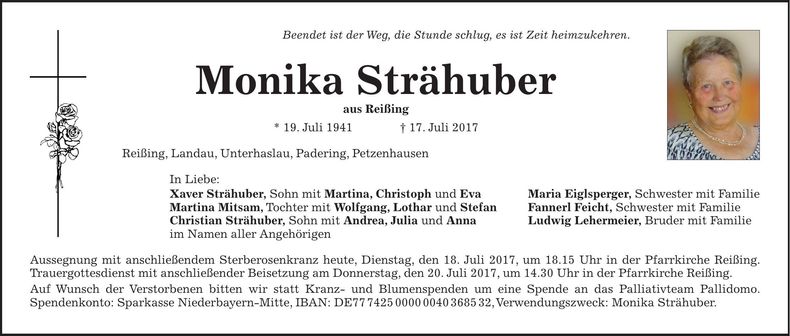 Traueranzeige Monika Strähuber