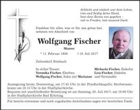Traueranzeige Wolfgang Fischer