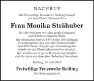 Traueranzeige Monika Strähuber