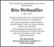 Traueranzeige Rita Weihmüller
