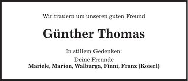 Traueranzeige Günther Thomas