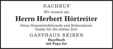 Traueranzeige Herbert Hörtreiter