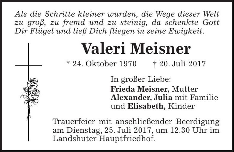 Traueranzeige Valeri Meisner