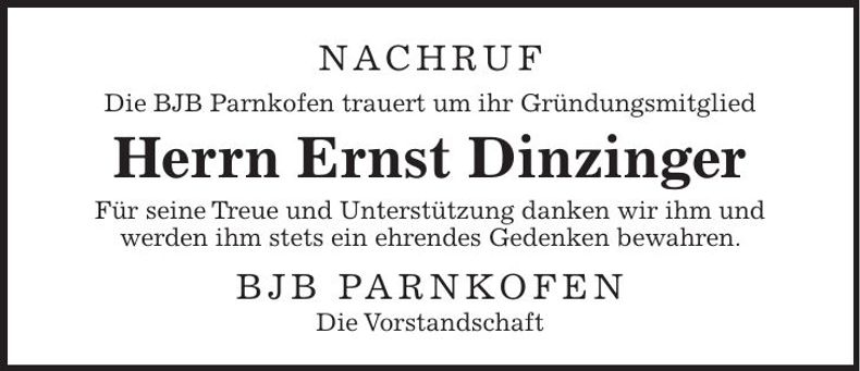 Traueranzeige Ernst Dinzinger