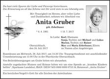 Traueranzeige Anita Gruber