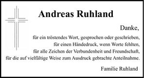 Traueranzeige Andreas Ruhland