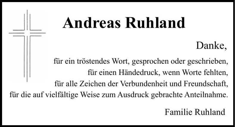 Traueranzeige Andreas Ruhland