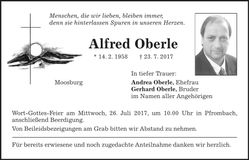 Traueranzeige Alfred Oberle