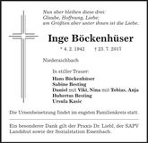 Traueranzeige Inge Böckenhüser