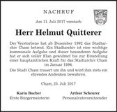 Traueranzeige Helmut Quitterer
