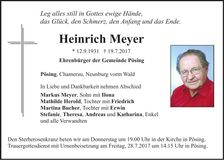 Traueranzeige Heinrich Meyer