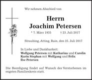 Traueranzeige Joachim Petersen