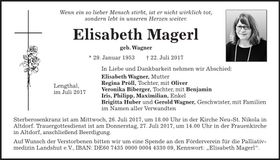 Traueranzeige Elisabeth Magerl