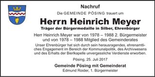 Traueranzeige Heinrich Meyer