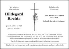 Traueranzeige Hildegard Kochta