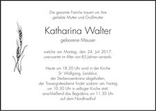 Traueranzeige Katharina Walter