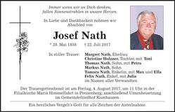 Traueranzeige Josef Nath