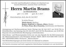 Traueranzeige Martin Brams