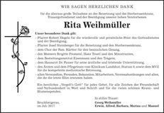 Traueranzeige Rita Weihmüller