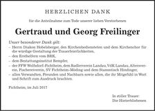 Traueranzeige Gertraud und Georg Freilinger