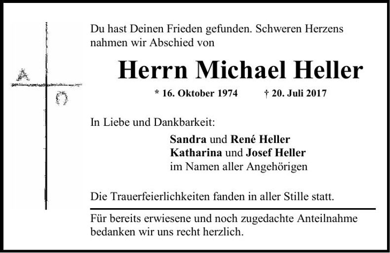 Traueranzeige Michael Heller