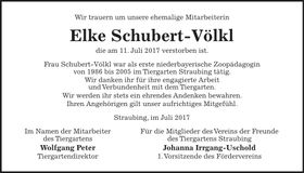 Traueranzeige Elke Schubert-Völkl