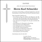 Traueranzeige Karl Schneider