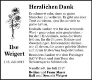 Traueranzeige Ilse Weigert