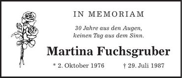 Traueranzeige Martina Fuchsgruber
