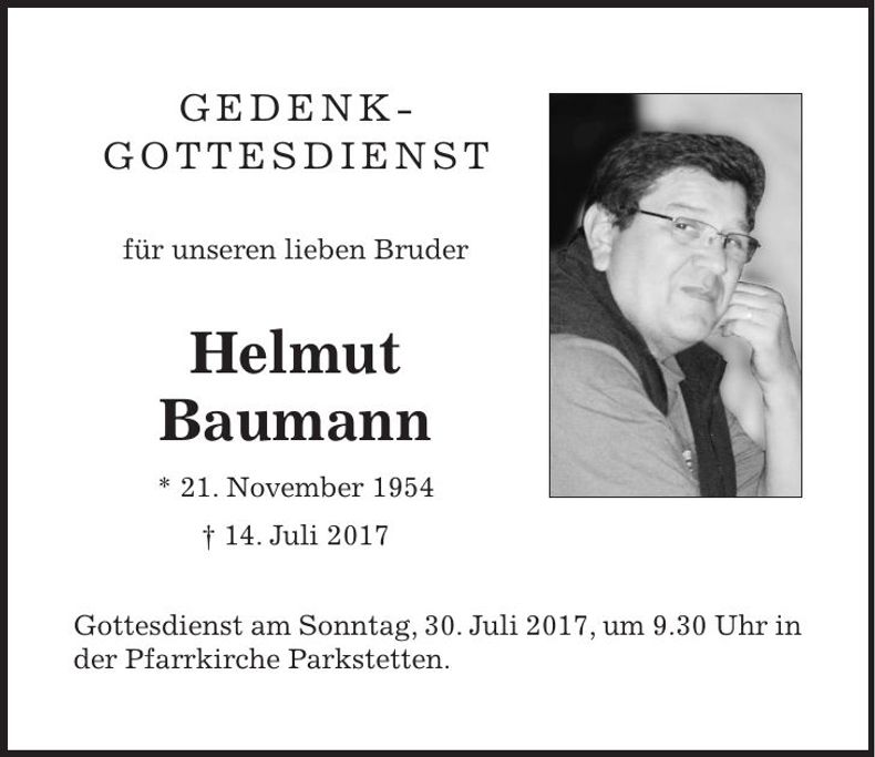 Traueranzeige Helmut Baumann