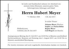 Traueranzeige Hubert Meyer