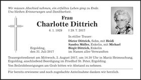 Traueranzeige Charlotte Dittrich