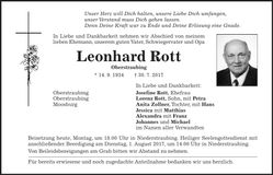 Traueranzeige Leonhard Rott