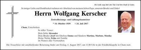 Traueranzeige Wolfgang Kerscher