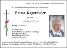Traueranzeige Emma Kagermeier