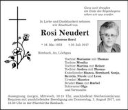 Traueranzeige Rosi Neudert