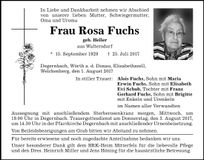Traueranzeige Rosa Fuchs