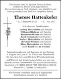 Traueranzeige Therese Hattenkofer